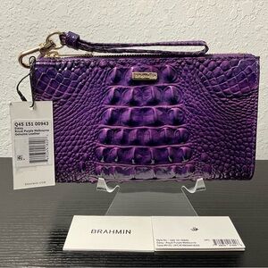 Brahmin Daisy ROYAL PURPLE MELBOURNE Wristlet Cosmetic Clutch W/Eye